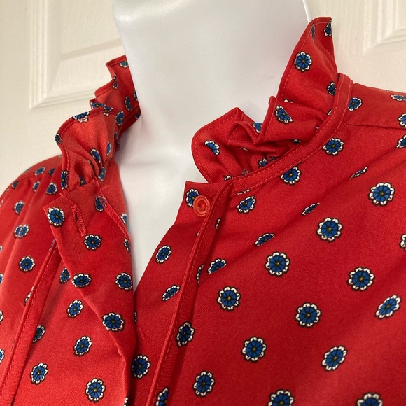 Vintage 80's Judy Bond Red Dress Shirt - Picture 5 of 6